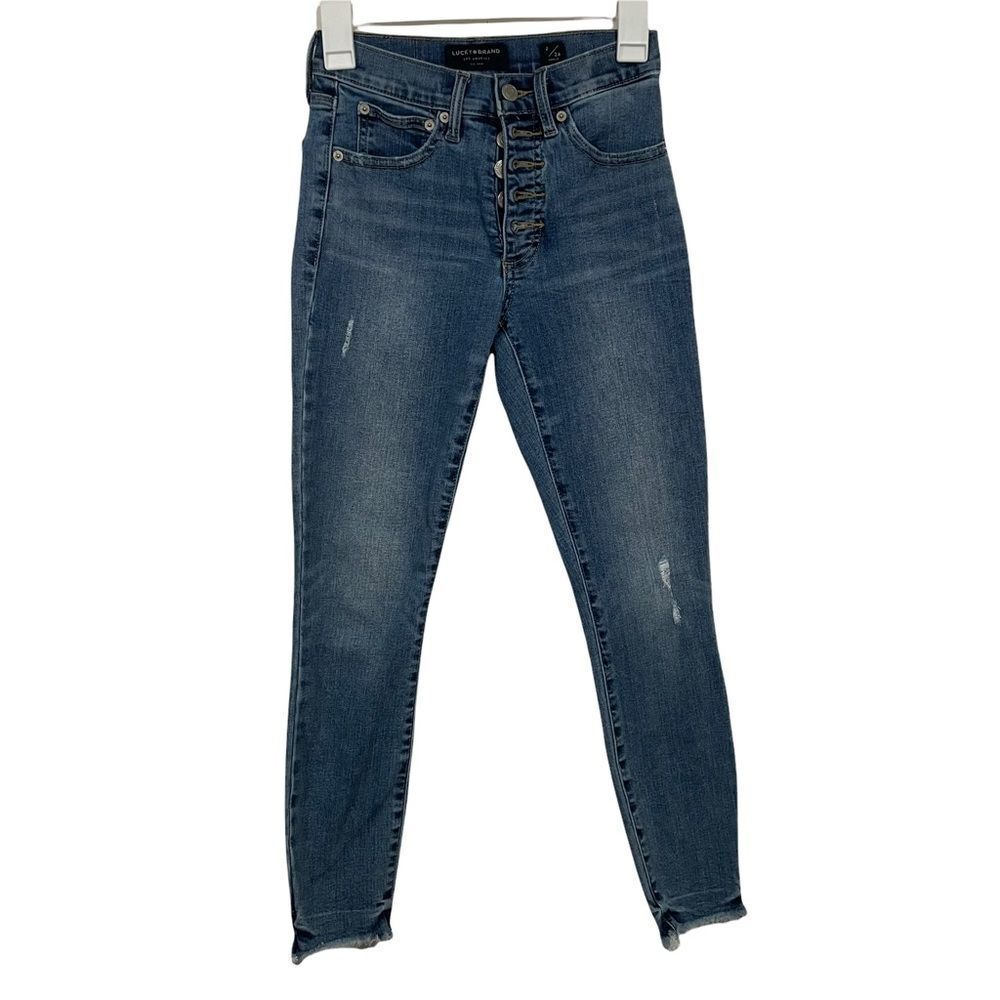 Lucky Brand High Waisted Lightly Distressed Ankle Skinny Jeans